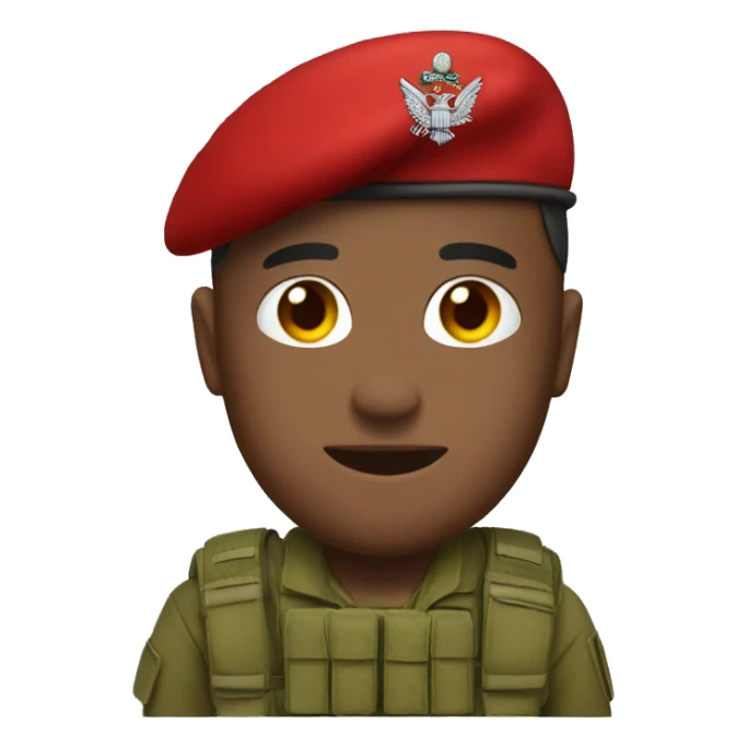 red parachutist beret emojis with army multi cam uniform sticker