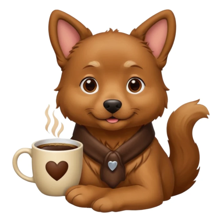 Dog with a cup of coffee sticker