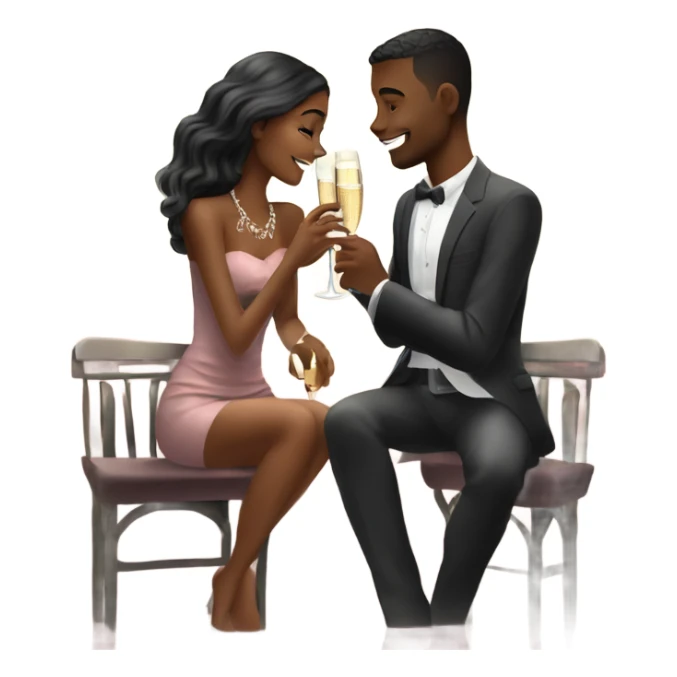 Romantic date for beautiful fashionable couple drinking champagne  sticker