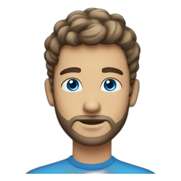 A young Man with blue eyes, a short beard, and a cloud in front of his face sticker