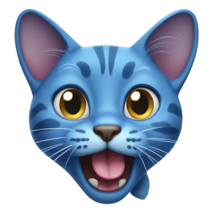 blue cat sticking tongue out sticker