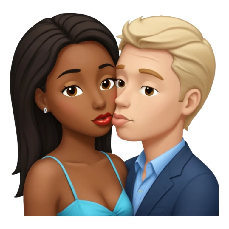 White man black woman kissing sticker
