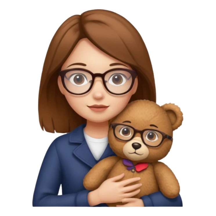 girl wearing glasses with teddy  sticker