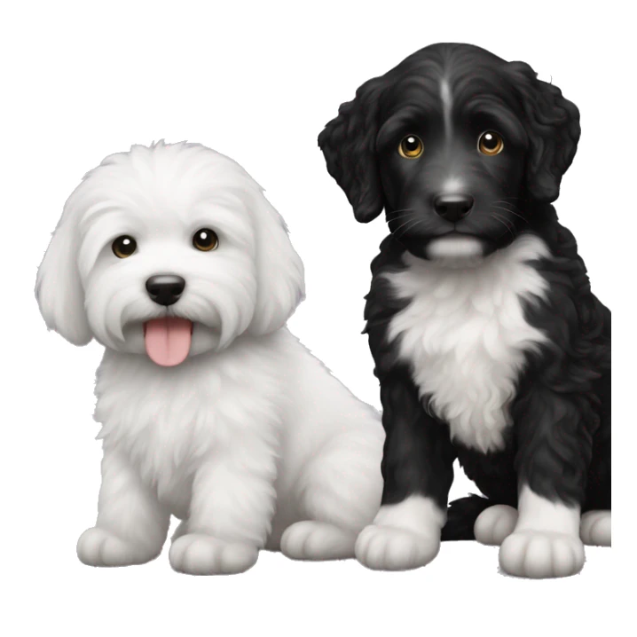 Black labradoodle and white and black kitten sticker