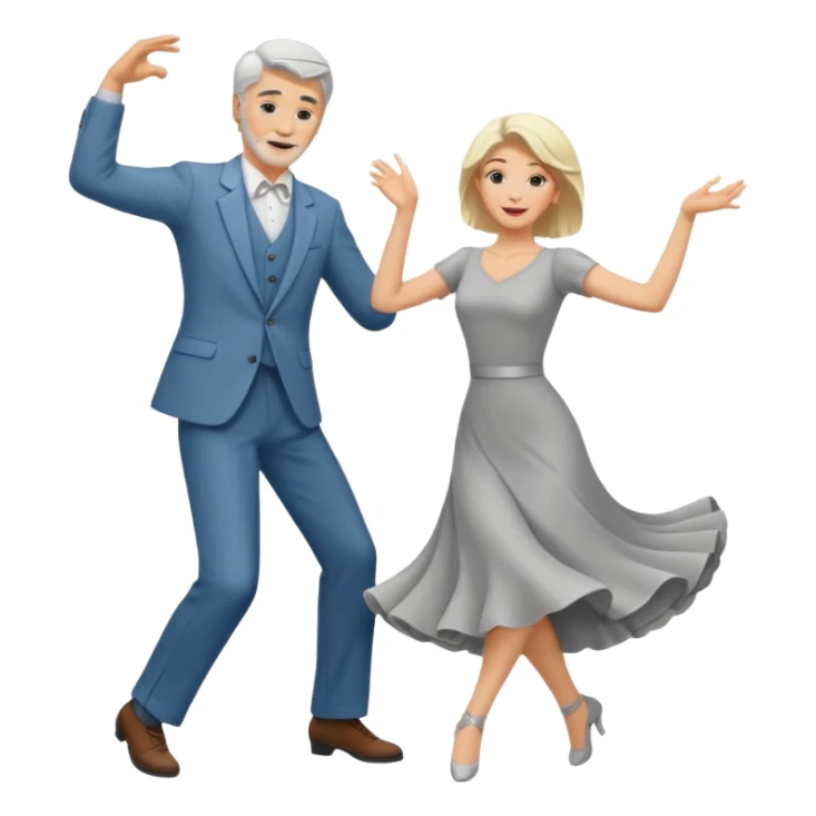 tall blonde man dancing and grey haired woman dancing sticker
