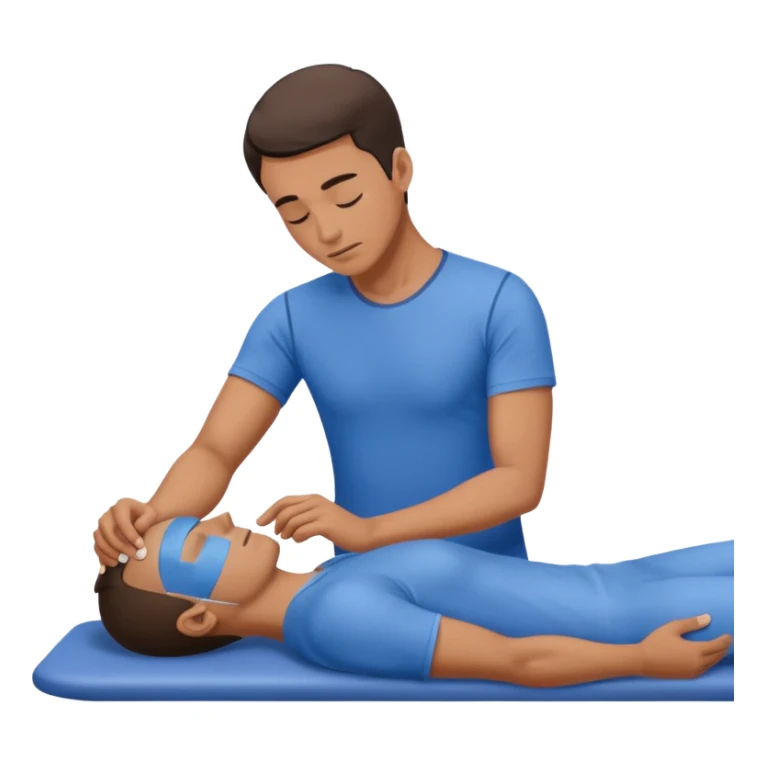 fisioterapia hombre de azul haciendo una terapia manual sticker