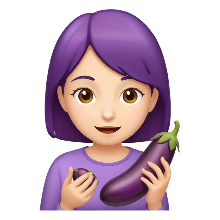 girl eating a eggplant sticker