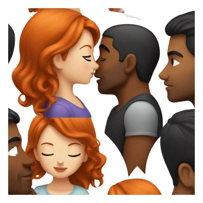 Redhead Girl Kissing black haired man  sticker