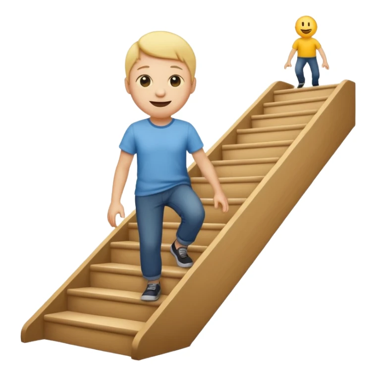 smiley face emoji person  climbing stairs sticker