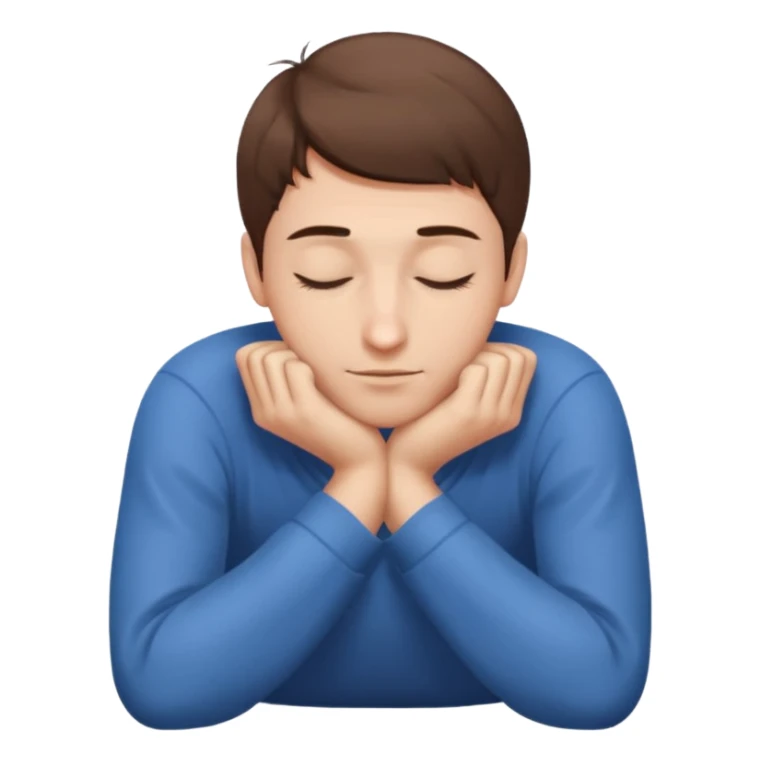 Man with short brown hair in child’s pose sticker