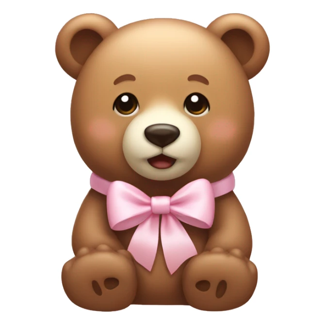 cute bear with light pink bow on the neck of the bear sticker