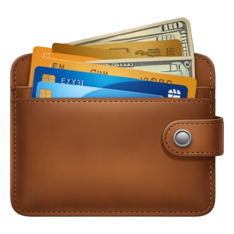 portefeuille marron avec pleins de billet et carte bancaire sticker