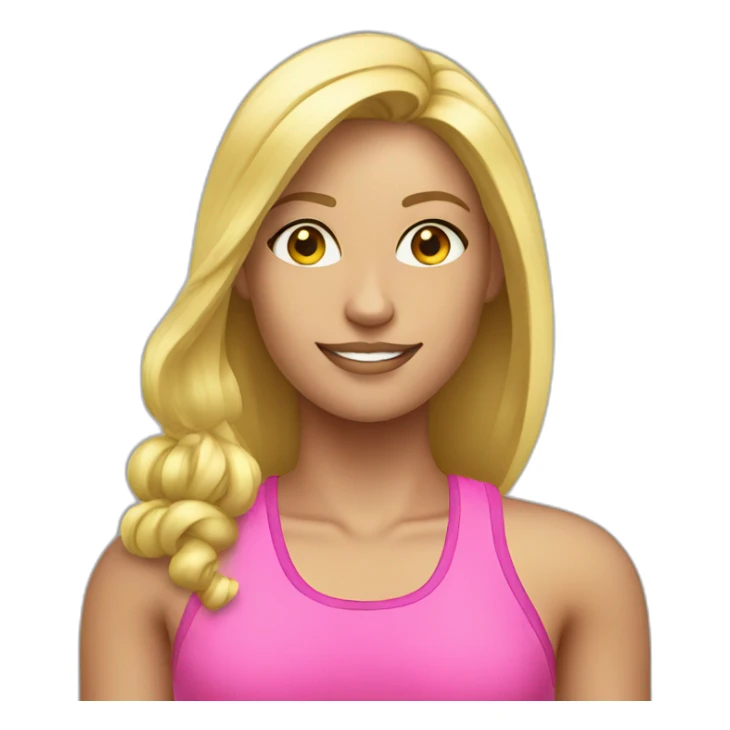 fitness blond woman wearing pink sticker