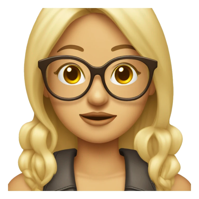Chica rubia con gafas redondas pelo largo liso ojos marrones rop de verano  sticker
