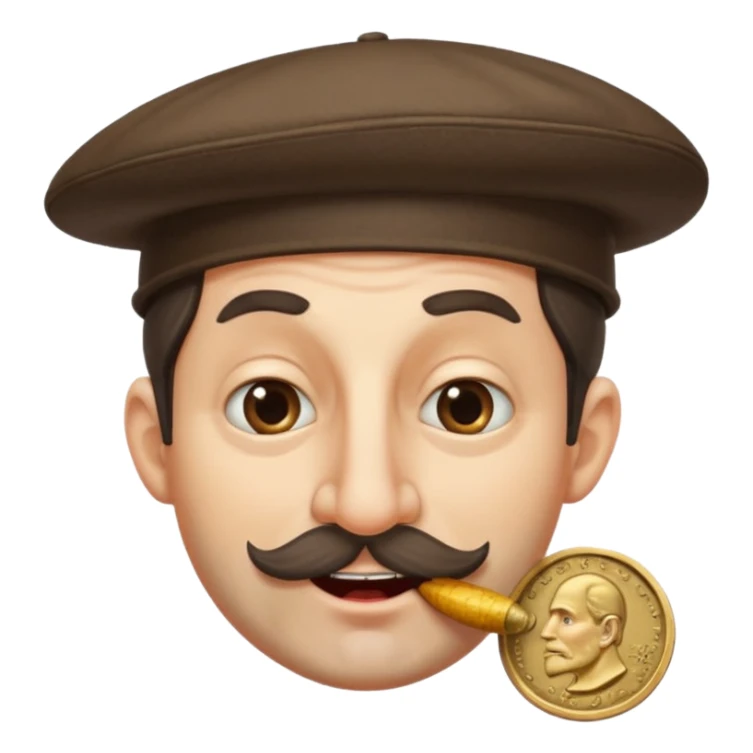 Dishonest big nosed side curled small hat greedy  individual clipping a coin sticker