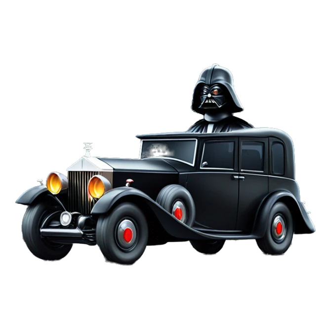    Hot wheels Darth Vader 1934 Rolls Royce scary Halloween monster car driving on dark rainy road.  sticker