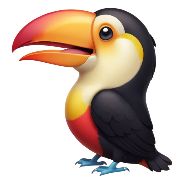 Cinematic Cute Yawning Toucan Portrait Emoji, Head tilted slightly with a dramatic, wide-open yawn, showcasing a colorful, expressive beak and sleepy, half-closed eyes with a relaxed demeanor, Simplified yet irresistibly adorable features, highly detailed, glowing with a soft, cozy tropical glow, high shine, relaxed yet expressive, stylized with a dash of whimsical charm, soft glowing outline, capturing the essence of a drowsy yet affectionate toucan that appears ready to stretch out for a nap! sticker