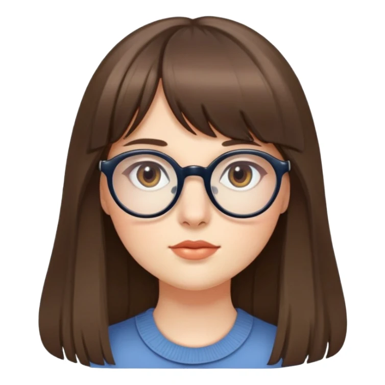 White pretty round face with long hair and bangs along with beautiful eyes with specs  sticker