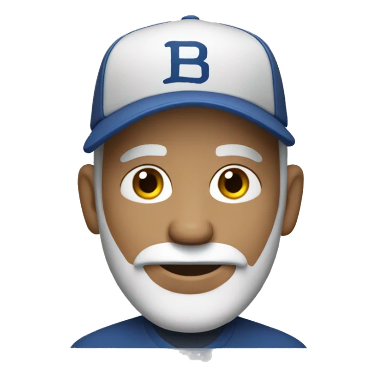 Grey bearded man with bald head and baseball cap sticker