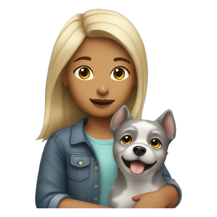 girl with small grey dog sticker
