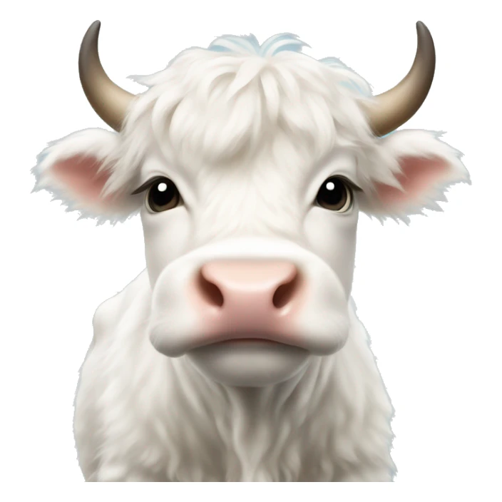 white fluffy baby scottish cow with a small bow on head sticker