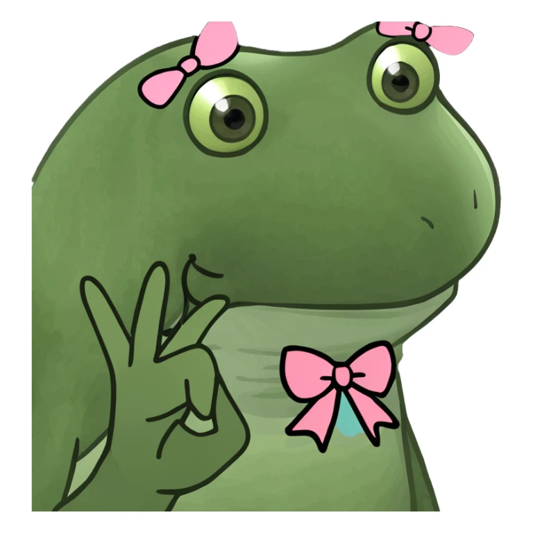 Smiling emoji with finger and bow sticker