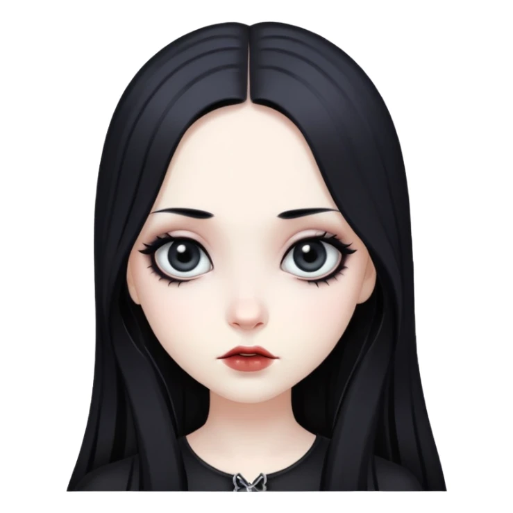 gothic girl with long black hair and big black eyes sticker