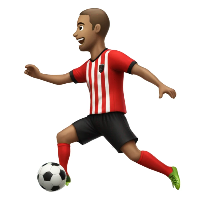 Scoring a laser soccer goal wearing red and black stripes  sticker