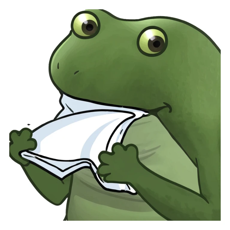 bufo frog sneezing, holding a tissue, looking unwell sticker