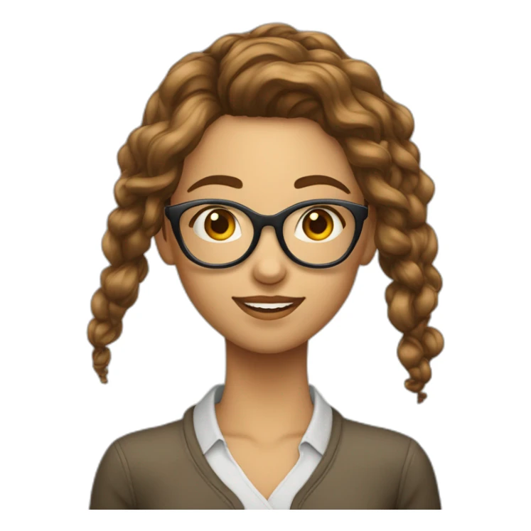 Fille cheveux très long Odule châtain avec des grosse lunette sticker