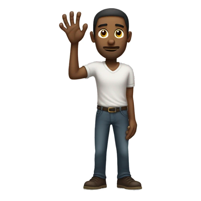 A man with long arms and claws instead of fingers, he has thin legs, and a long head, black sticker