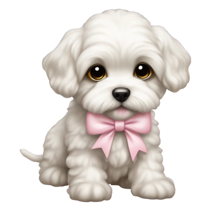 schichon puppy with pale pink bow sticker