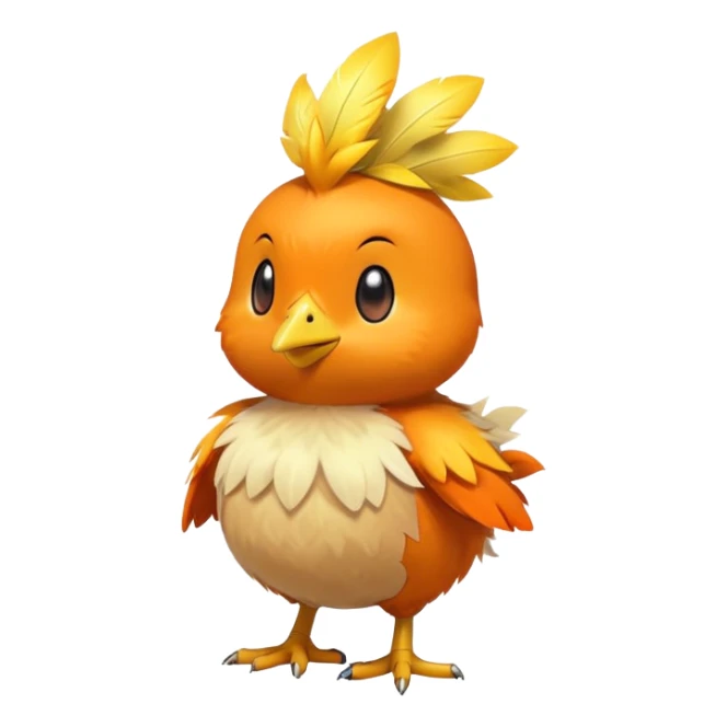 Torchic, the small orange fire-type chick Pokémon with yellow feathers on head and small beak sticker