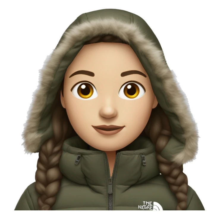 White  brunette Girl wearing northface parka sticker