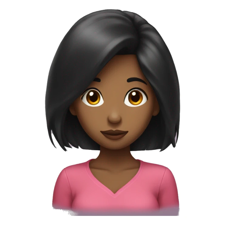 Black hair girl kiss face  sticker