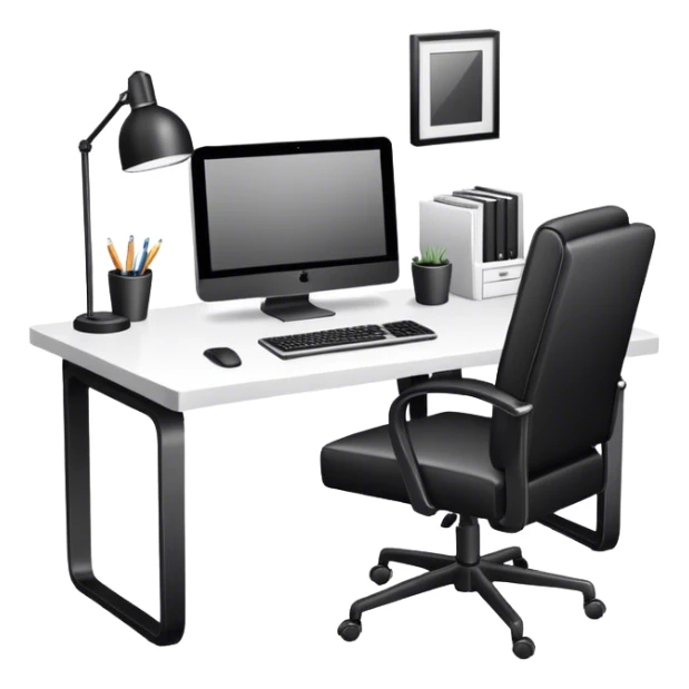 home office desk. black and white sticker