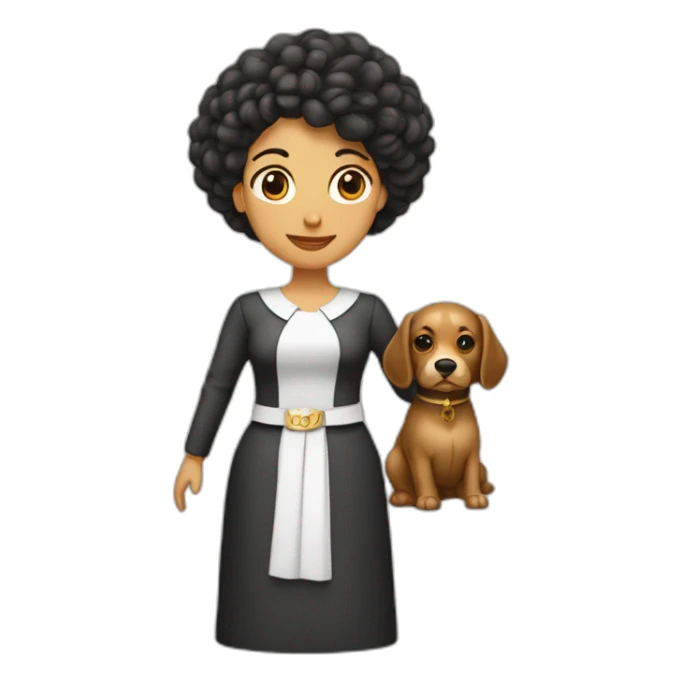 mujer piel morena pelo largo con perro pastor belga sticker