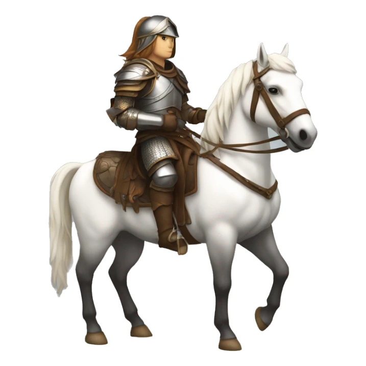 a white avar nomadic soldier on a horse from the side with leather armor on sticker