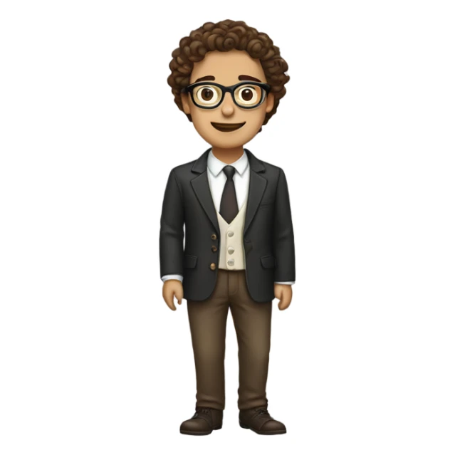 Create a sticker with a couple formed by a tall and thin boy, with brown hair and eyes, round and well-dressed glasses and a shorter girl, with long and curly hair, more curvy, well dressed sticker