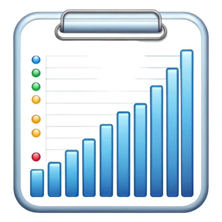 ios style emoji for report sheet consisting graph/ charts with sparkle around the report  sticker