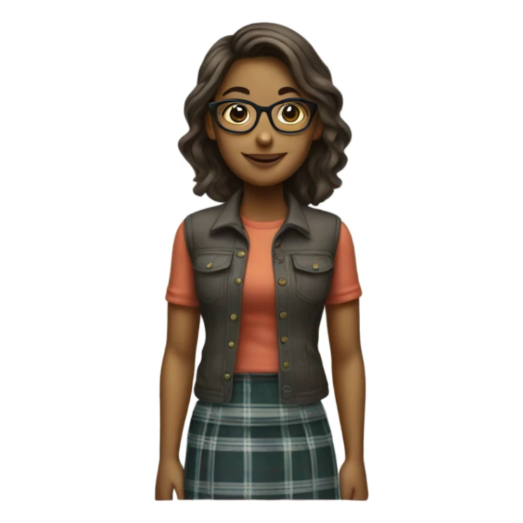 Female student with glasses and plaid skirt sticker