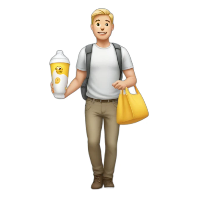 White Dad leaving family to get milk without kid sticker