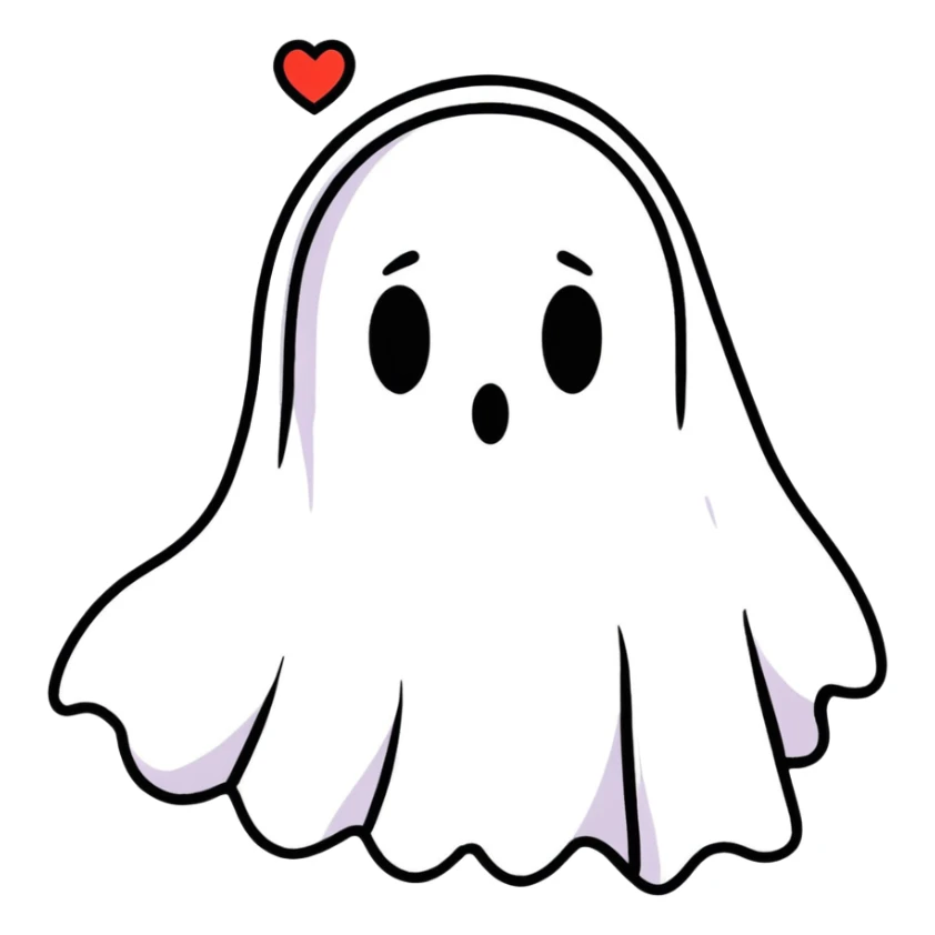 Ghost face with hearts around him sticker
