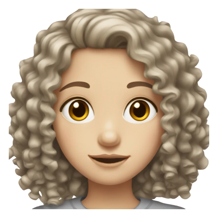 pale girl with curly dark brown hair and hazel eyes sticker