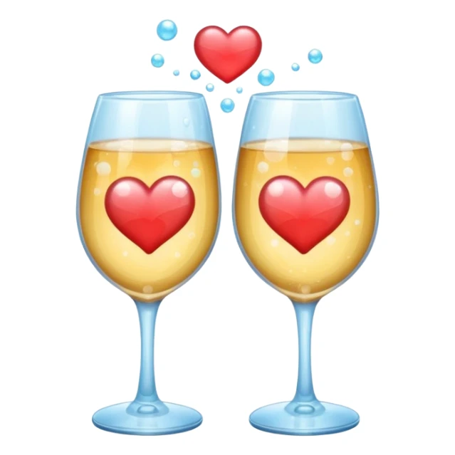 two glasses touching each other in a toast with a heart in the background sticker