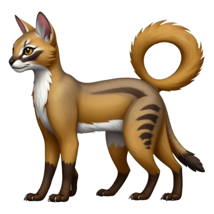 dark fruity white glorious divine exotic cool beautiful beautiful fantasy-caracal-civet-genet-sergal-vernid-Gryphon-Cacomistle-Trico-oncilla-animal-Fakémon-hybrid-fursona (full body) sticker