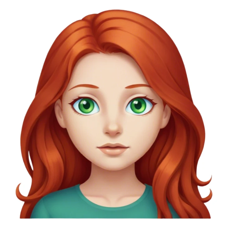 girl with long redhead, with green blue eyes sticker