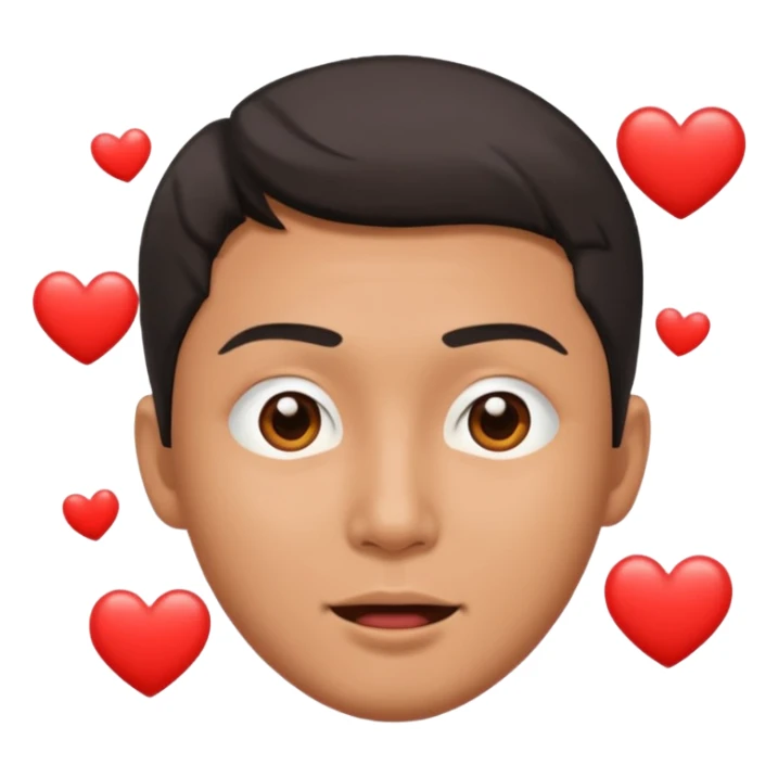 asian man falling with heart eyes sticker
