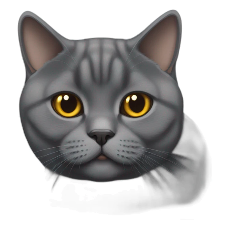 fat dark grey british shorthair cat with caramel eyes sticker