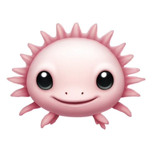 Axolotl with long body and tail fluffy gills sticker